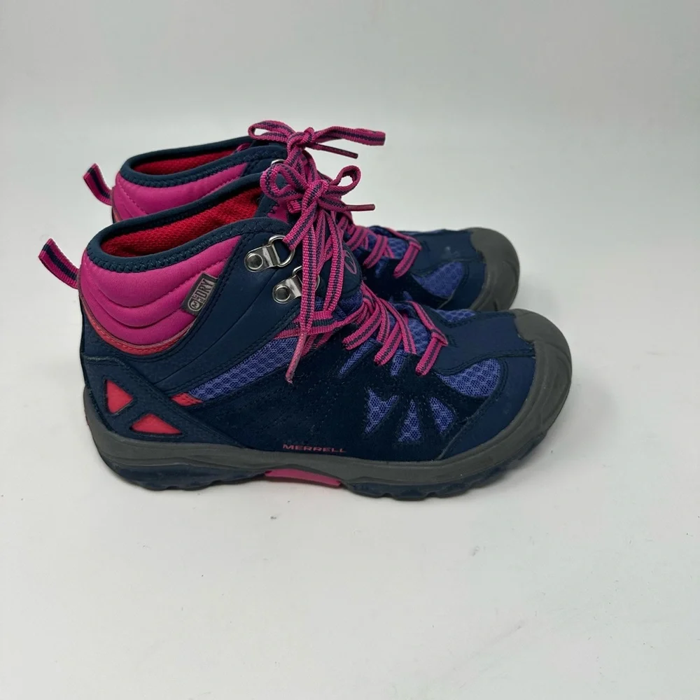 Merrell Navy Pink Purple Kids Waterproof Hiker Boot